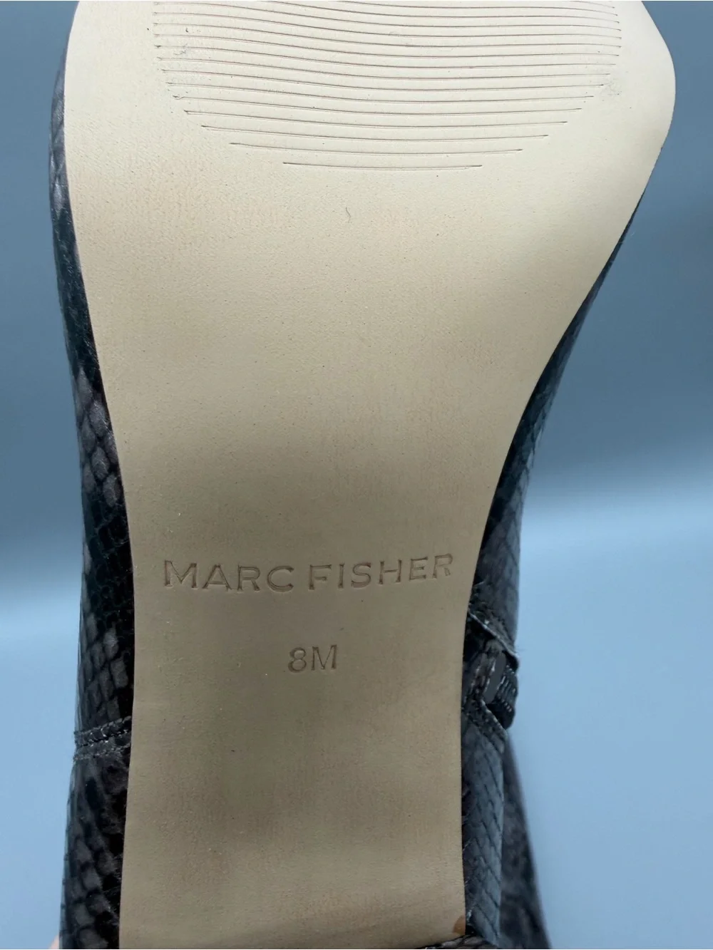 Women’s US 8 M Marc Fisher Retie 2 Faux Snakeskin Knee Boots NEW